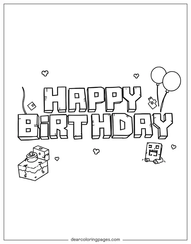 Alles Gute zum Geburtstag Ausmalbild - Herzlichen Glückwunsch zum Geburtstag in Blockschrift