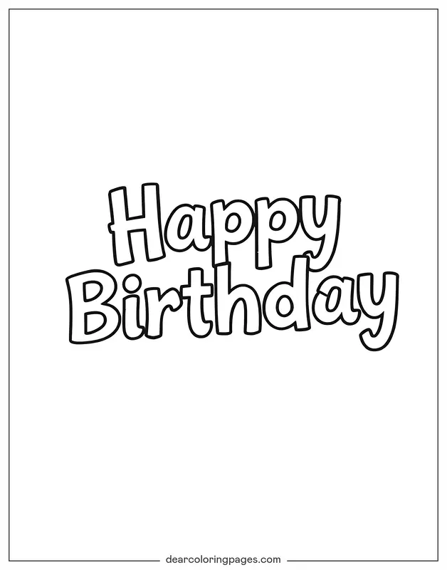 Alles Gute zum Geburtstag Ausmalbild - Handgezeichnete Geburtstagsgrüße