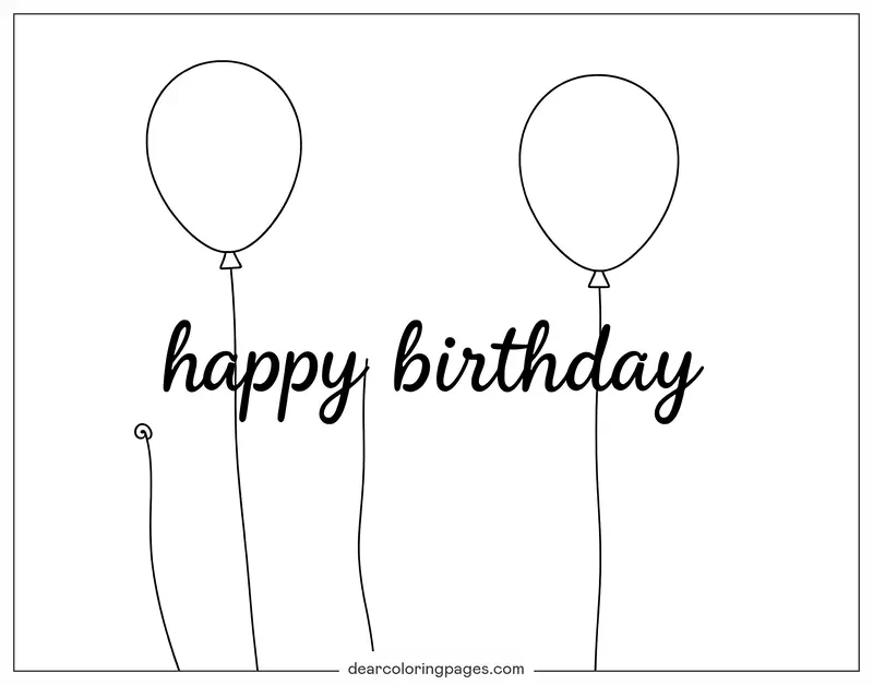 Alles Gute zum Geburtstag Ausmalbild - Einfache Ballons mit Alles Gute zum Geburtstag