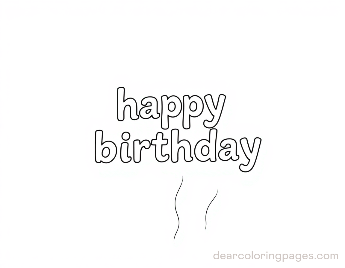 Outlined Text Happy Birthday