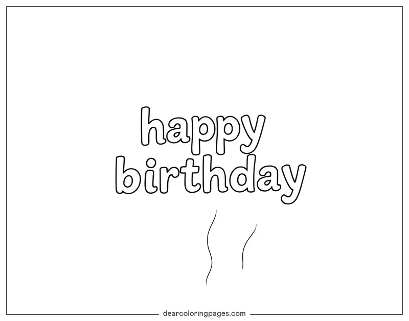 Alles Gute zum Geburtstag Ausmalbild - Umrissender Text Alles Gute zum Geburtstag