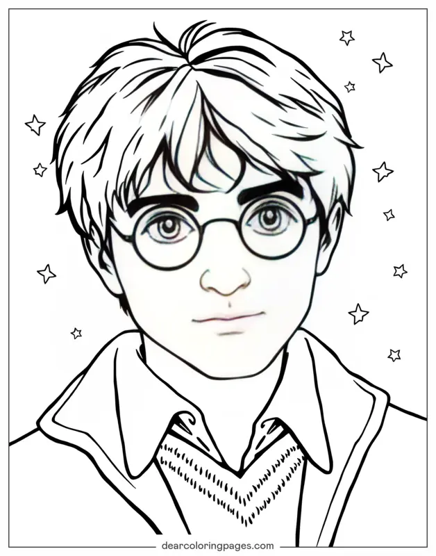 Harry Potter Dibujo para Colorear - Retrato de Harry Potter
