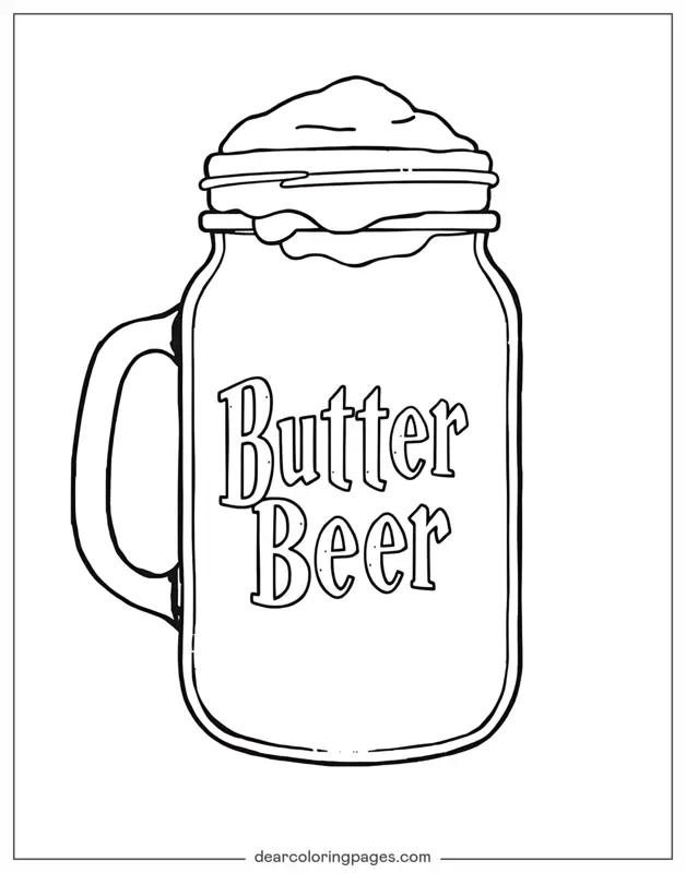 Taza Dibujo para Colorear - Tarro de Butterbeer