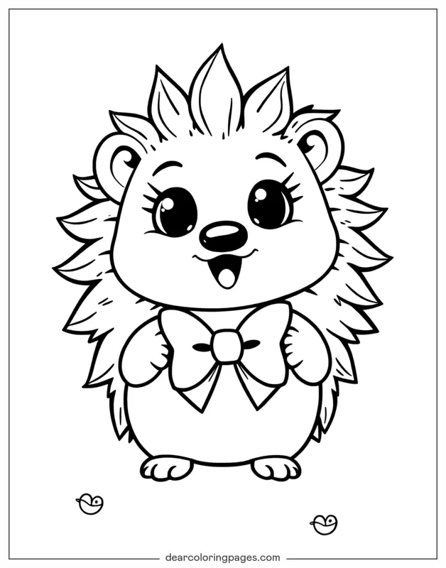 Igel Ausmalbild - Igel mit Schleife