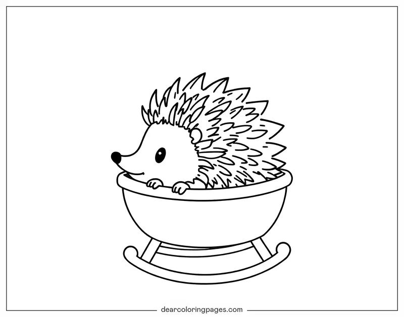 Igel Ausmalbild - Igel im Babybett