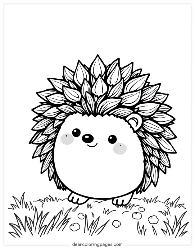 Animale carino Disegno da Colorare - Riccio Grasso Kawaii