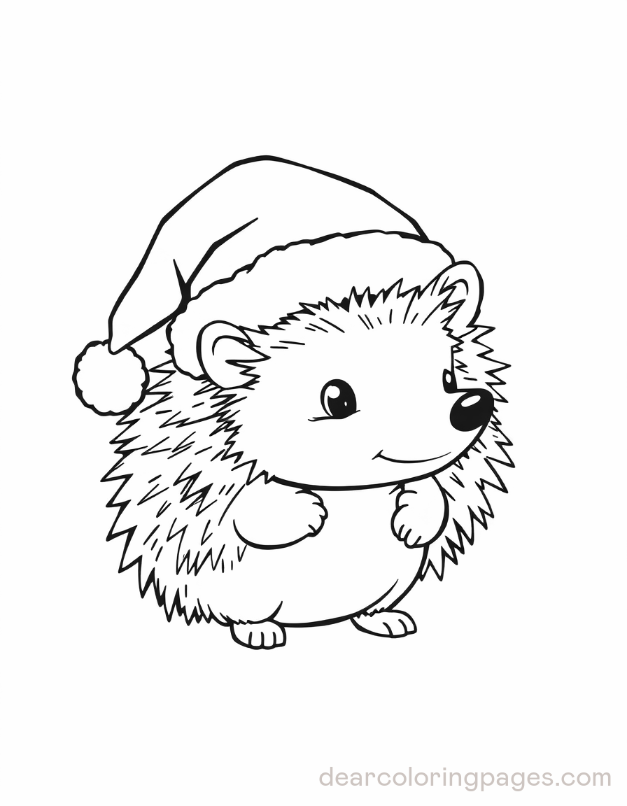 Hedgehog Wearing Santa Hat