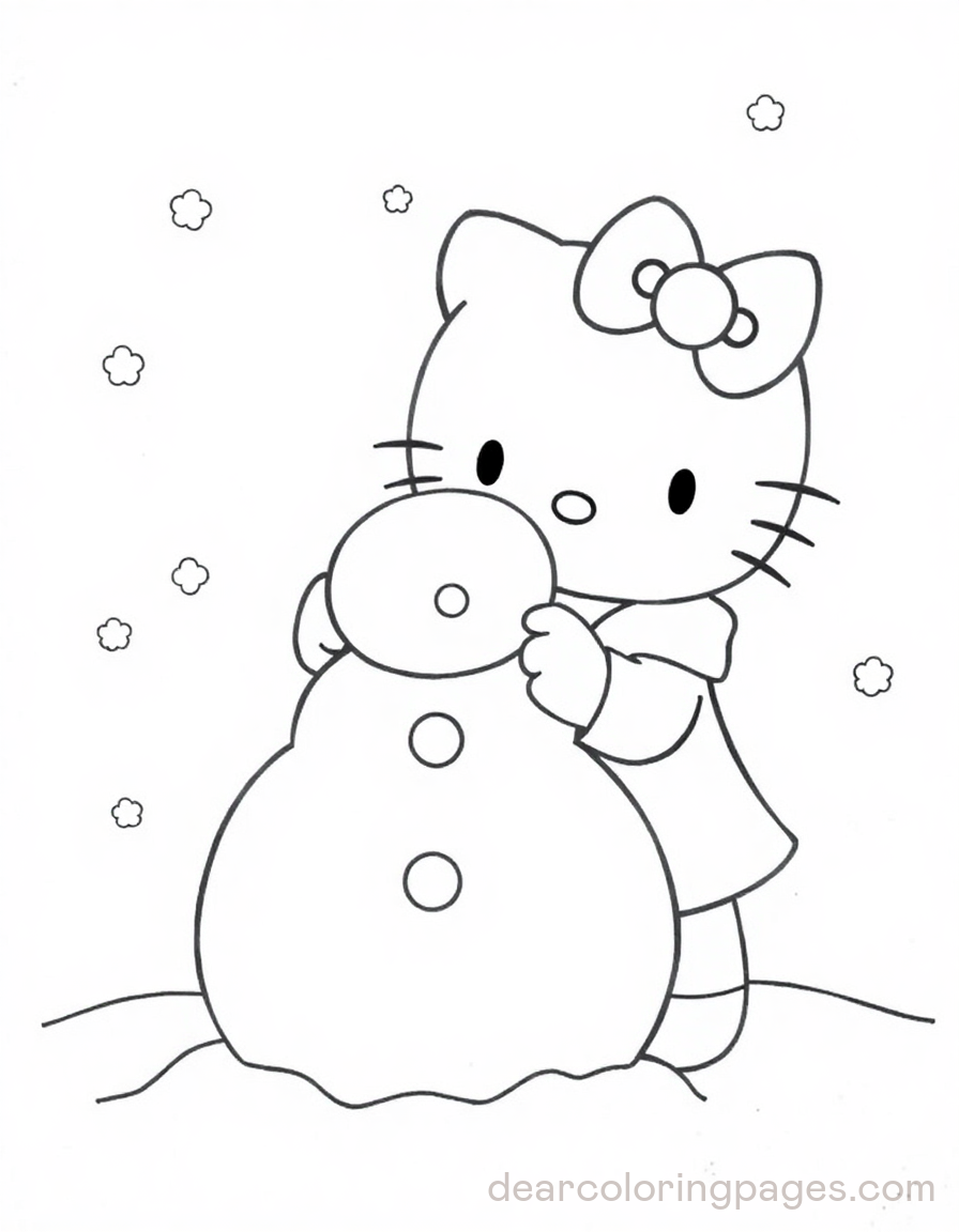 Hello Kitty Building Snowman