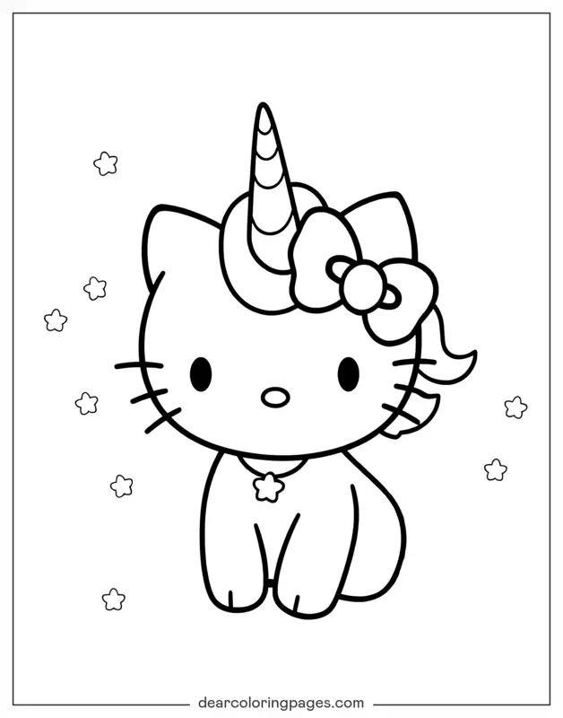 Unicórnio Desenho para Colorir - Gato Hello Kitty Unicórnio