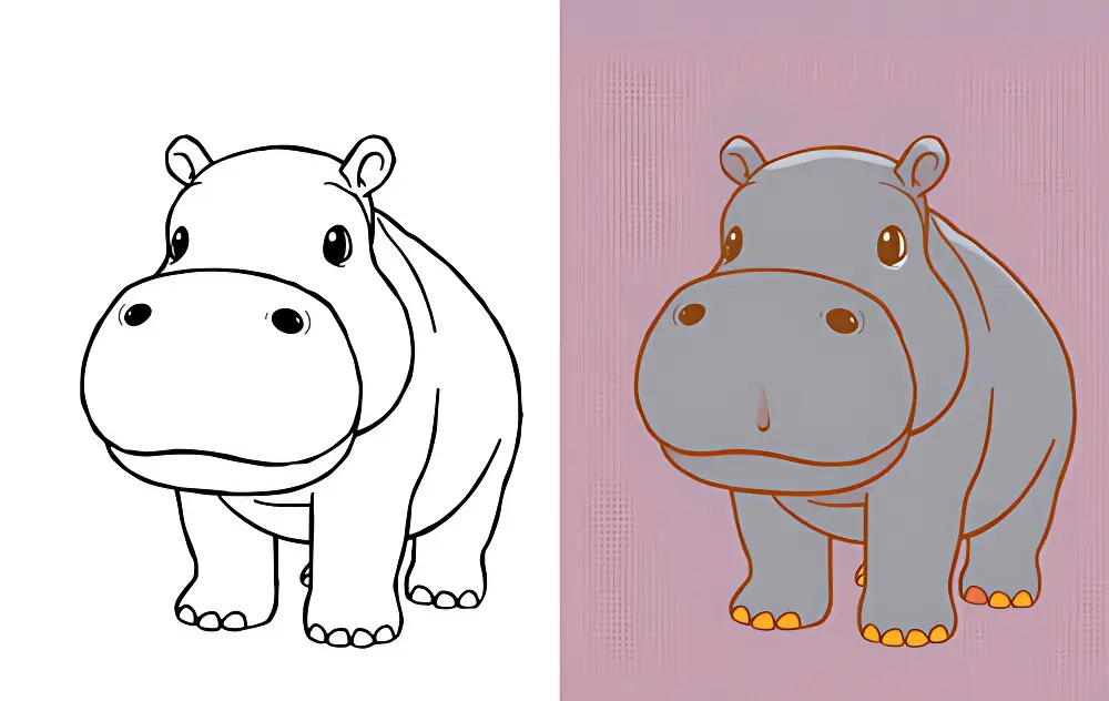 河马涂色页面 | Dear Coloring Pages