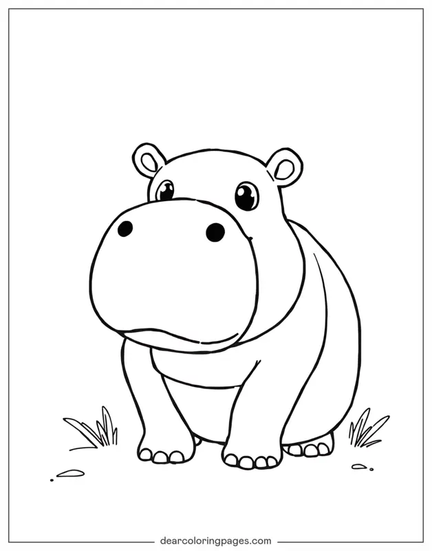 Hippo Coloring Page - Cute Hippo