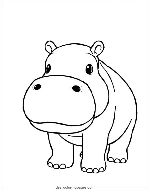 Hippo Coloring Page - Adorable Hippo