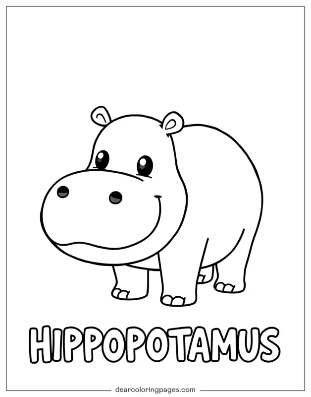 Hippo Coloring Page - Hippo With Text