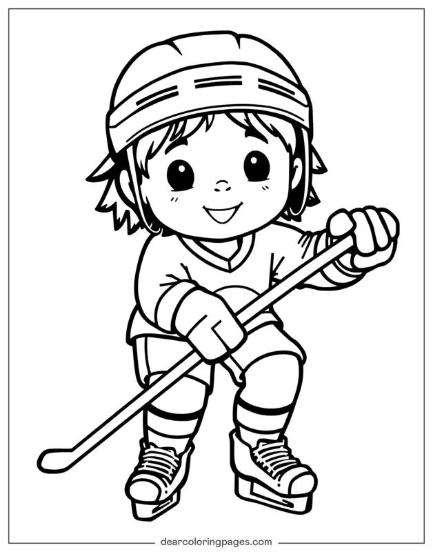 Hockey Coloring Page - Little Hockey Player