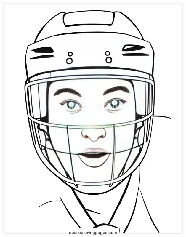 Hockey Coloring Page - Close-Up of Hockey Player