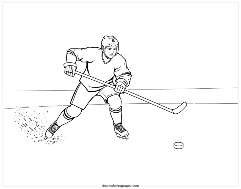 Hockey Coloring Page - Hockey Player Shooting