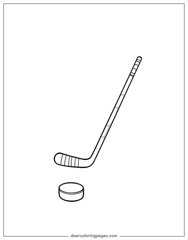 Hockey Coloring Page - Hockey Stick and Puck