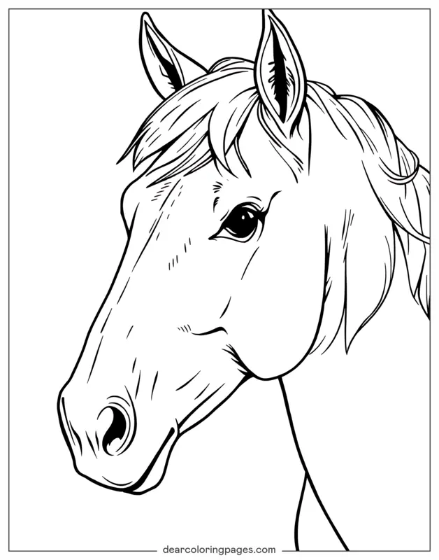 Coloriage de Cheval – Gros plan sur un cheval