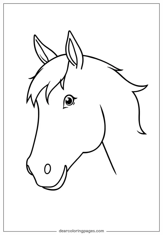 Coloriage de Cheval – Contour de visage de cheval simple