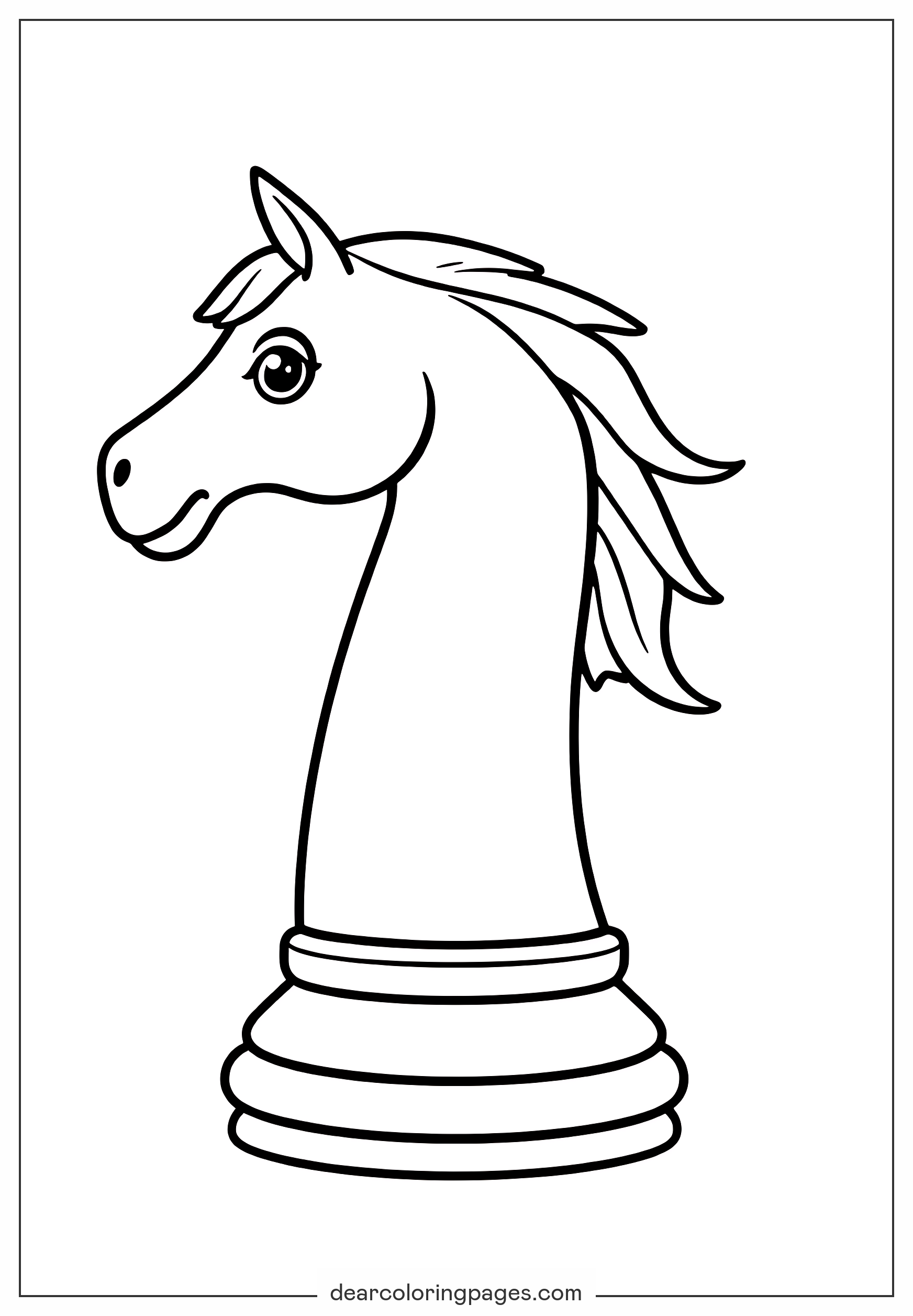 Cavallo Disegno da Colorare - Disegno da Colorare Cavallo Stilizzato per Scacchi