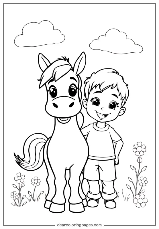 Coloriage de Cheval – Feuille de Coloriage Enfant et Poney Miniature