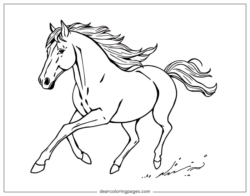 Coloriage de Cheval – Cheval au galop
