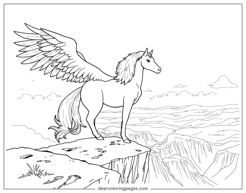 Coloriage de Cheval – Cheval avec des ailes
