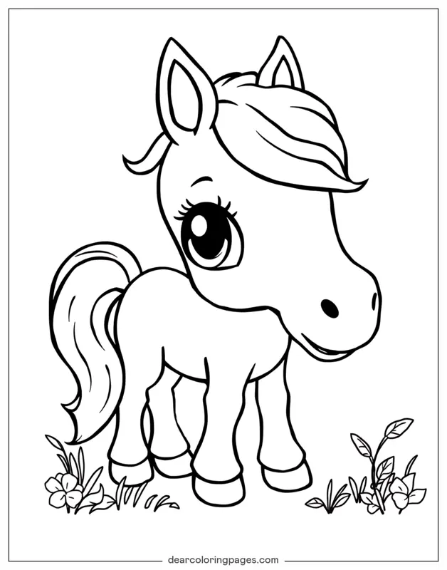 Coloriage de Cheval – Poney de dessin animé