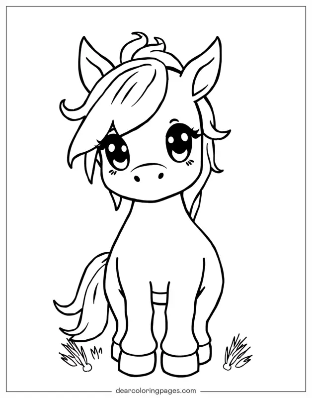 Coloriage de Cheval – Poney Kawaii