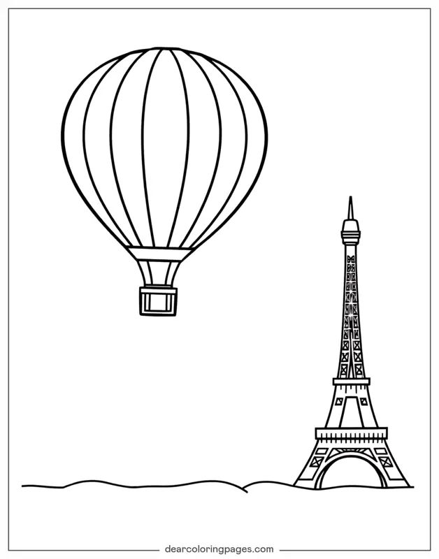 Hot Air Balloon Over Eiffel Tower