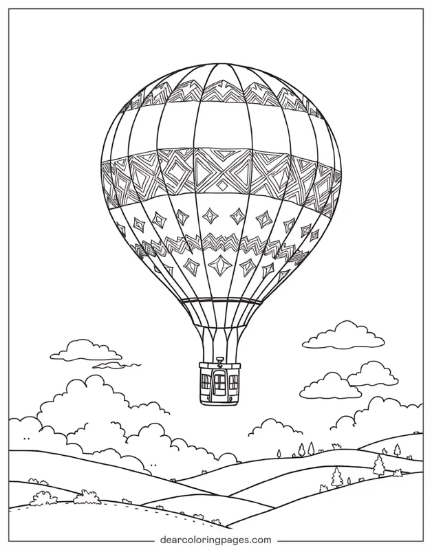 Hot Air Balloon With Geometric Patterns