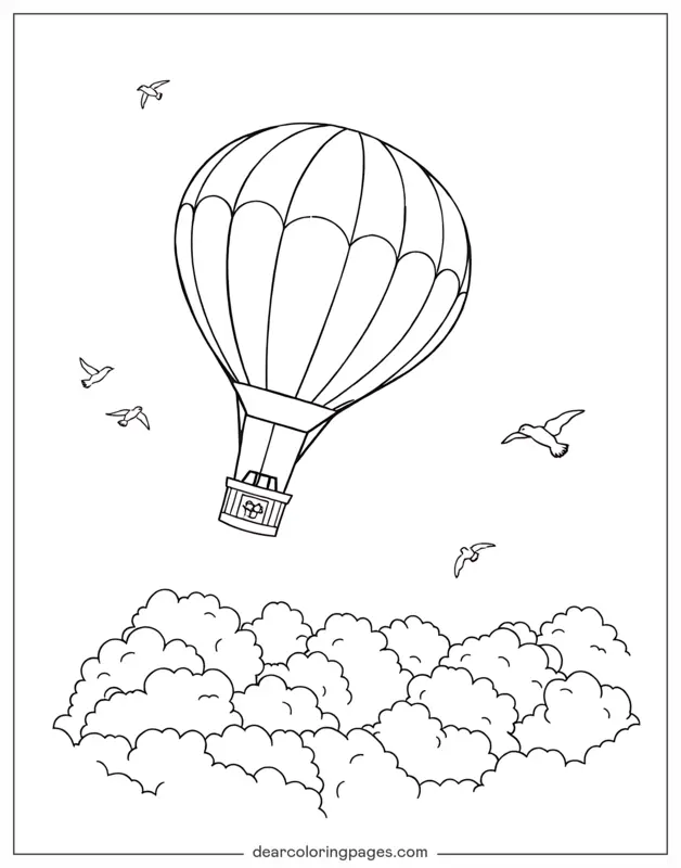 Hot Air Balloon above Clouds
