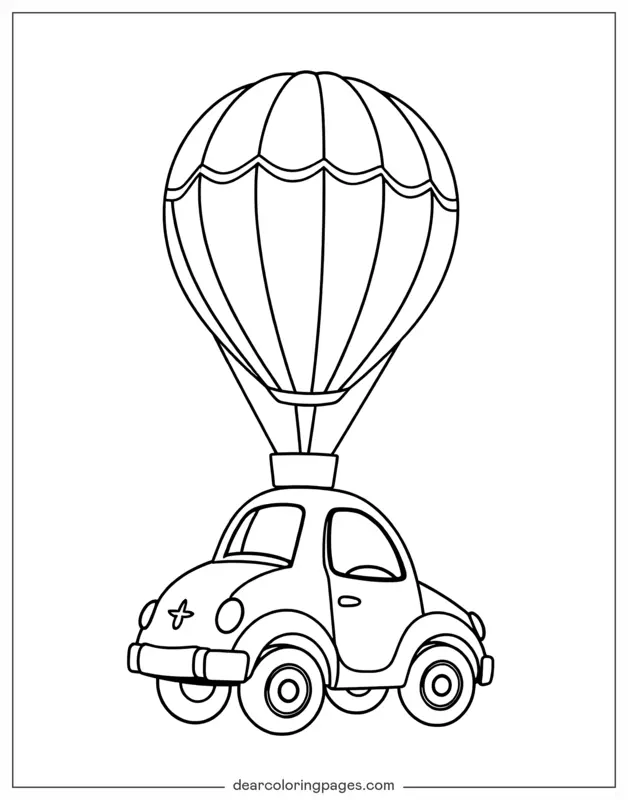 Car Coloring Page - Floating Car