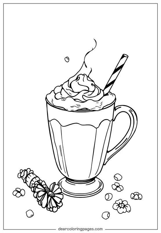 Invierno Dibujo para Colorear - Chocolate caliente