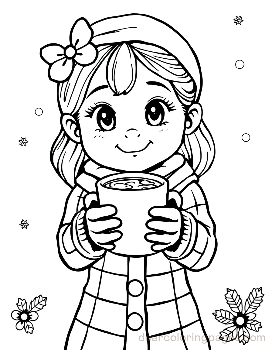 Little Girl Holding Cup of Hot Cocoa