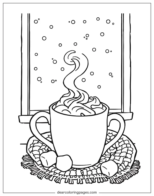 Invierno Dibujo para Colorear - Chocolate caliente