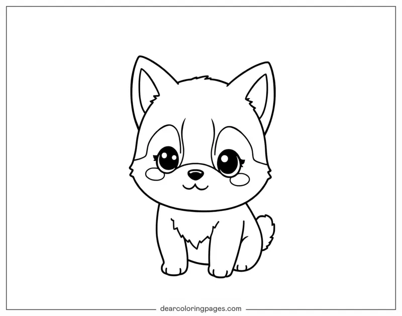 Husky Ausmalbild - Cartoon-Husky-Welpe