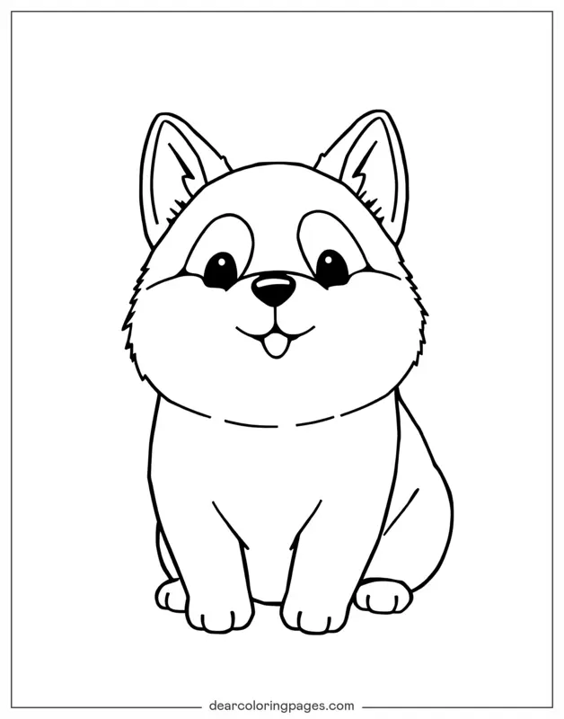 Husky Ausmalbild - Pummelige Baby-Husky