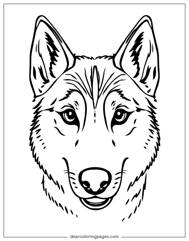 Husky Ausmalbild - Husky-Gesicht