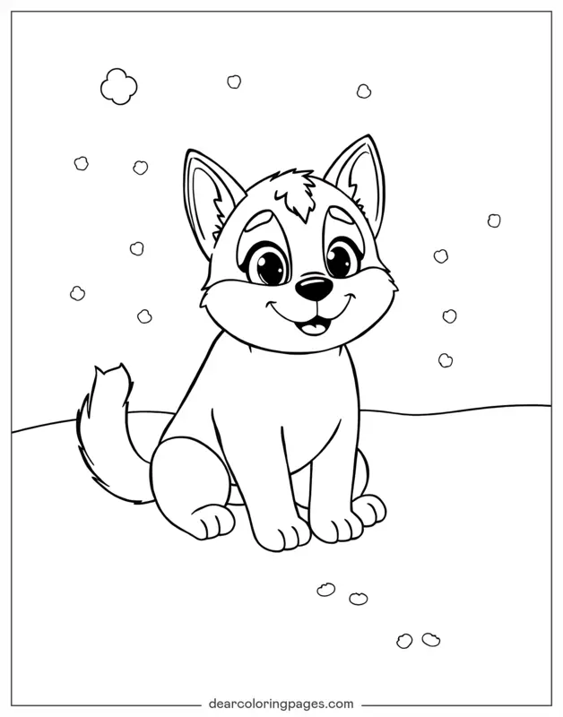 Husky Ausmalbild - Cartoon-Husky