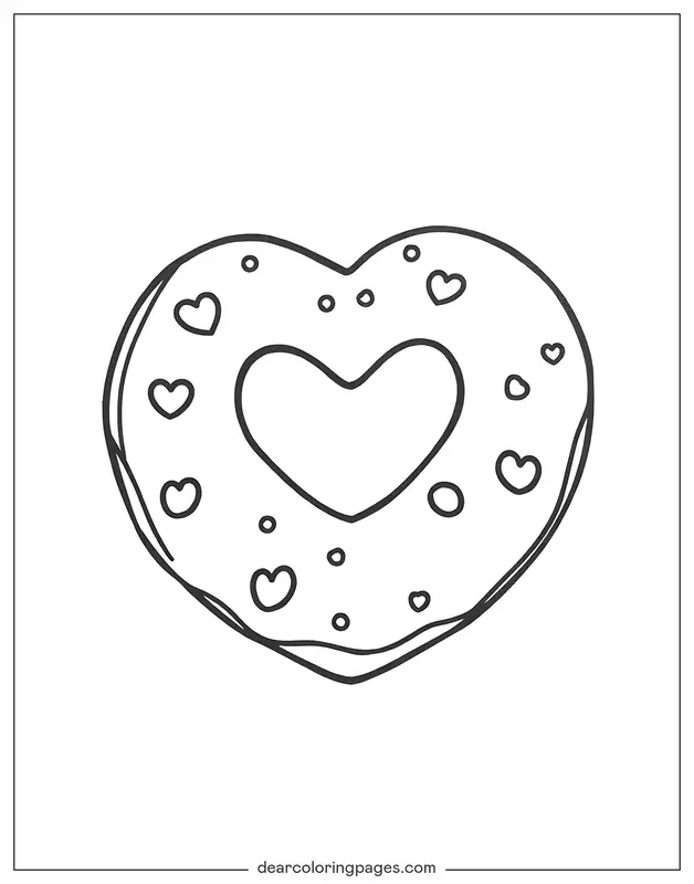 Ich liebe dich Ausmalbild - Herzförmiger Donut
