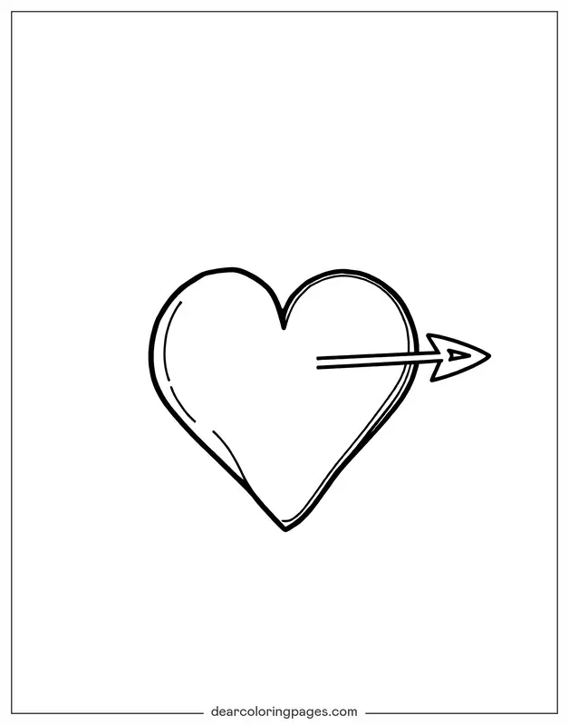 Ich liebe dich Ausmalbild - Herz mit einem Pfeil