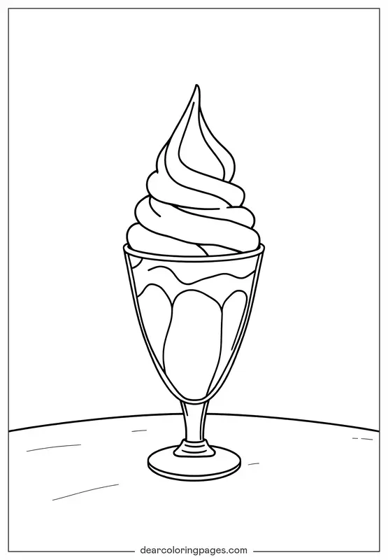 Gelato Disegno da Colorare - Disegno da Colorare di Gelato sul Tavolo