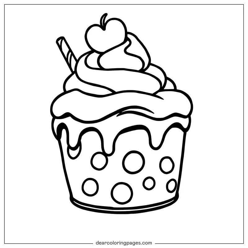 Verano Dibujo para Colorear - Tarta de helado
