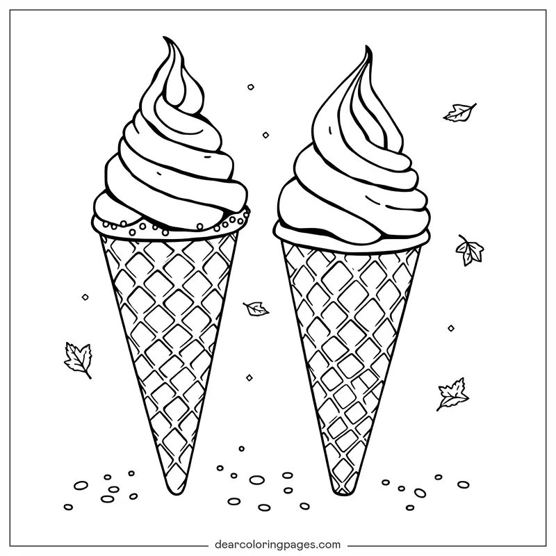 Verano Dibujo para Colorear - Conos de helado