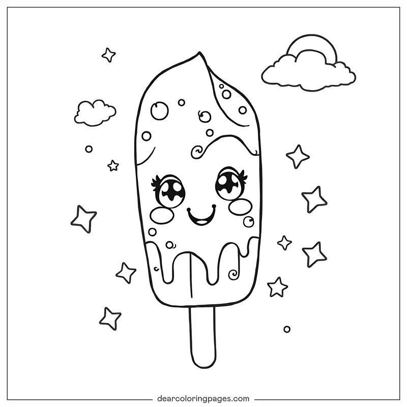 Verano Dibujo para Colorear - Polo Kawaii