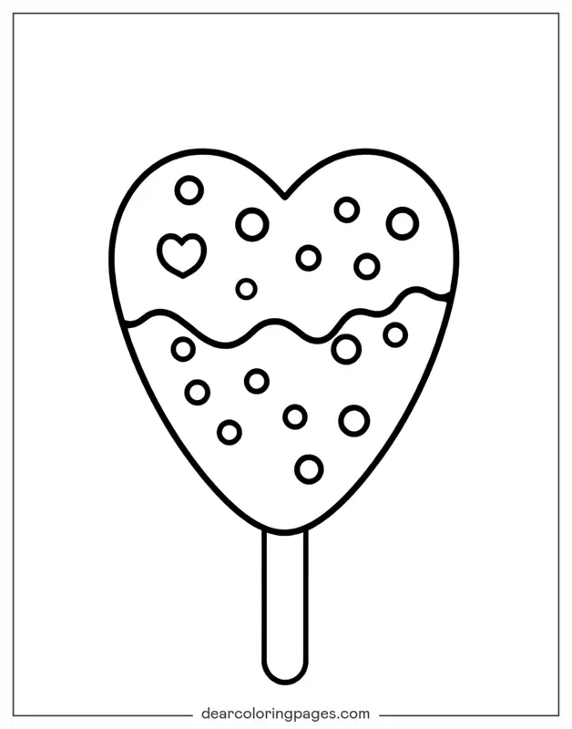 Gelato Disegno da Colorare - Gelato a forma di cuore