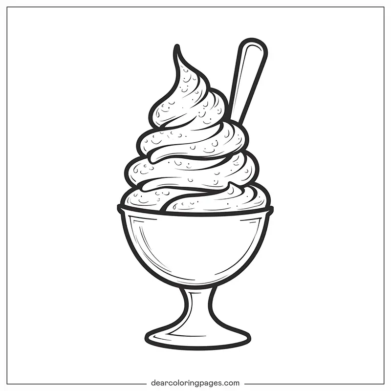 Gelato Disegno da Colorare - Gelato Sundae Disegno da Colorare