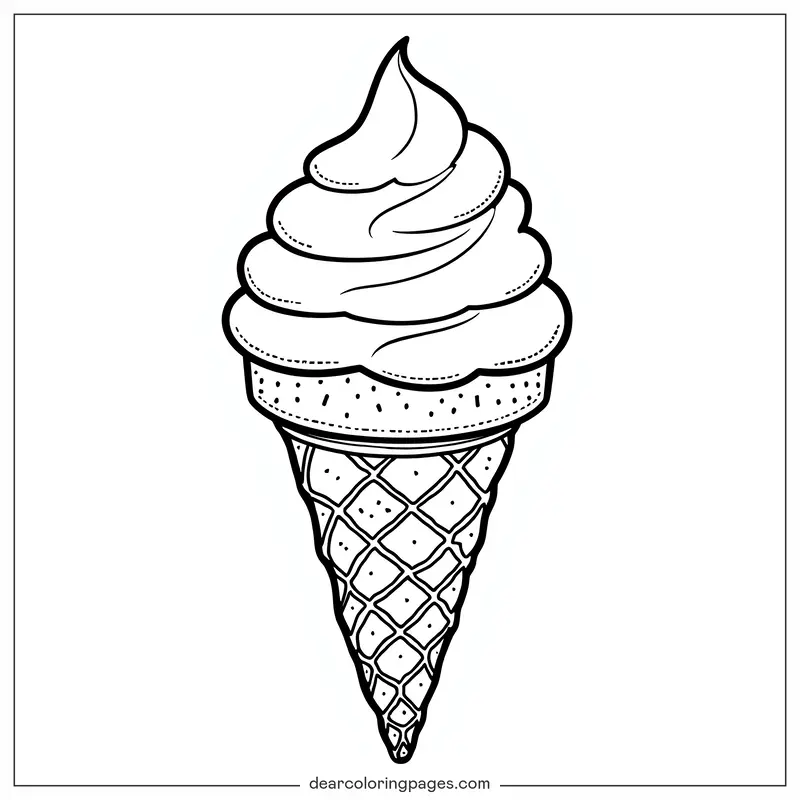 Gelato Disegno da Colorare - Gelato a Cono Disegno da Colorare
