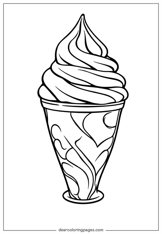 Verano Dibujo para Colorear - Remolino de Helado
